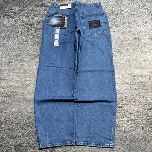 NWT Vintage Boss Jeans Baggy Wide Leg Mens 36x34 Blue Streetwear Hip-Hop 90s Y2K